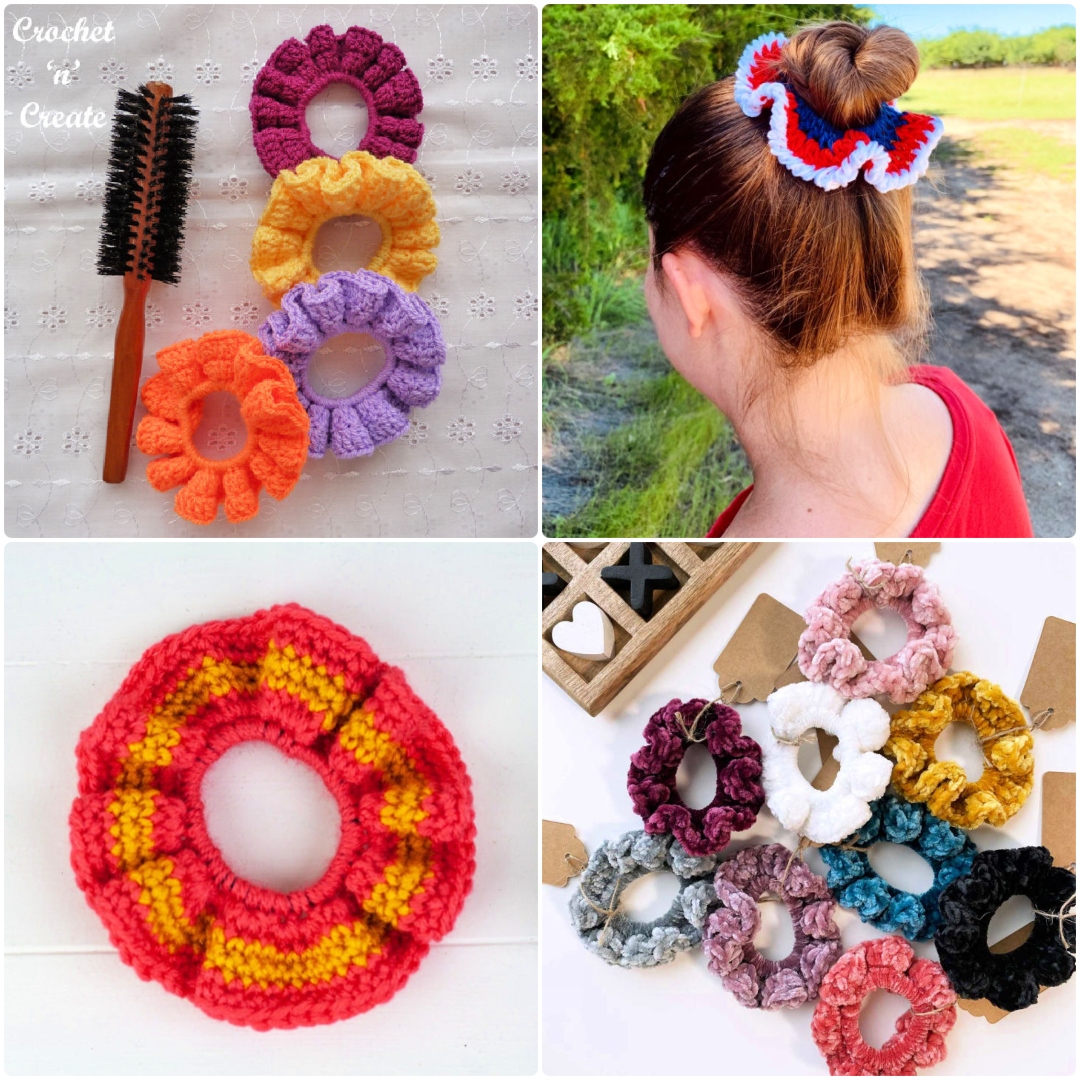 Crochet Bernat Velvet Plus Scrunchies - Daisy Farm Crafts