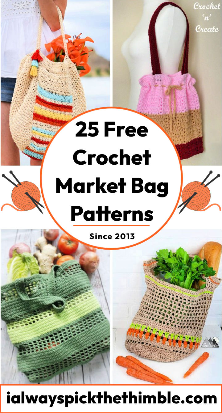 25 Free Crochet Market Bag Patterns (Market Tote Pattern)