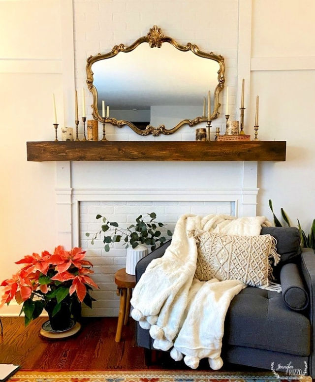 DIY Fireplace Overmantel with Faux Brick Paneling