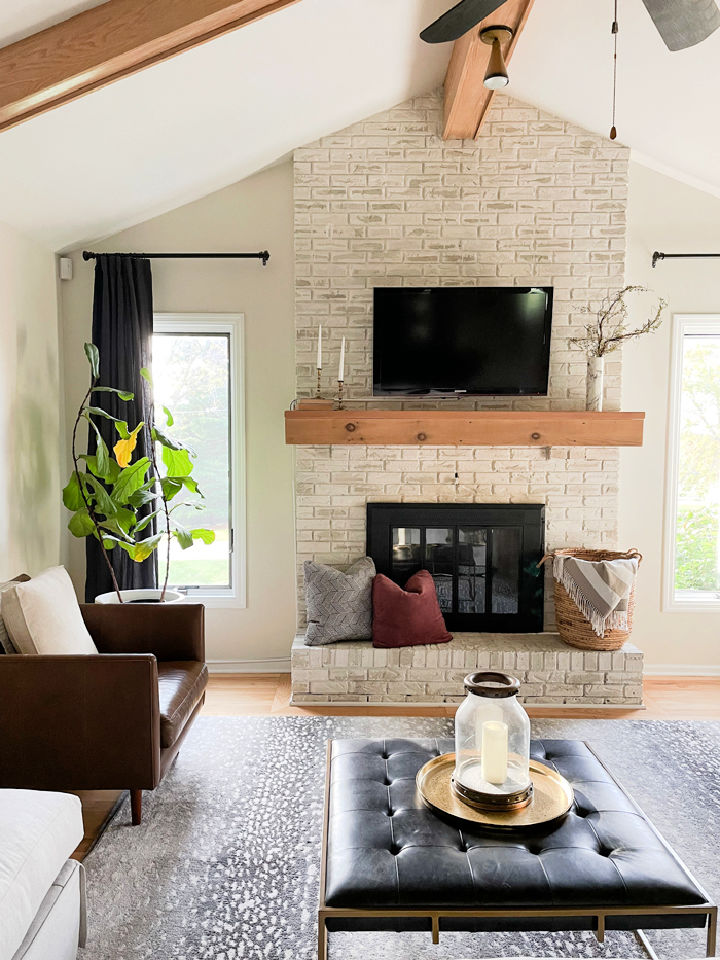 Full Wall Brick Fireplace Makeover