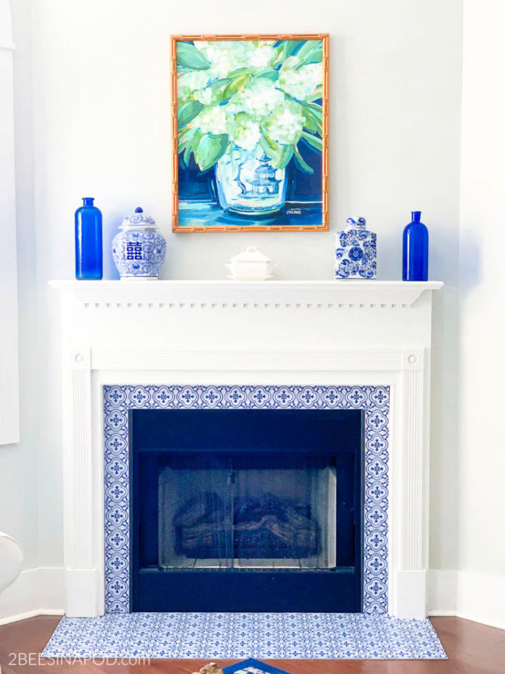 Indoor Fireplace Makeover with Sticker Tiles