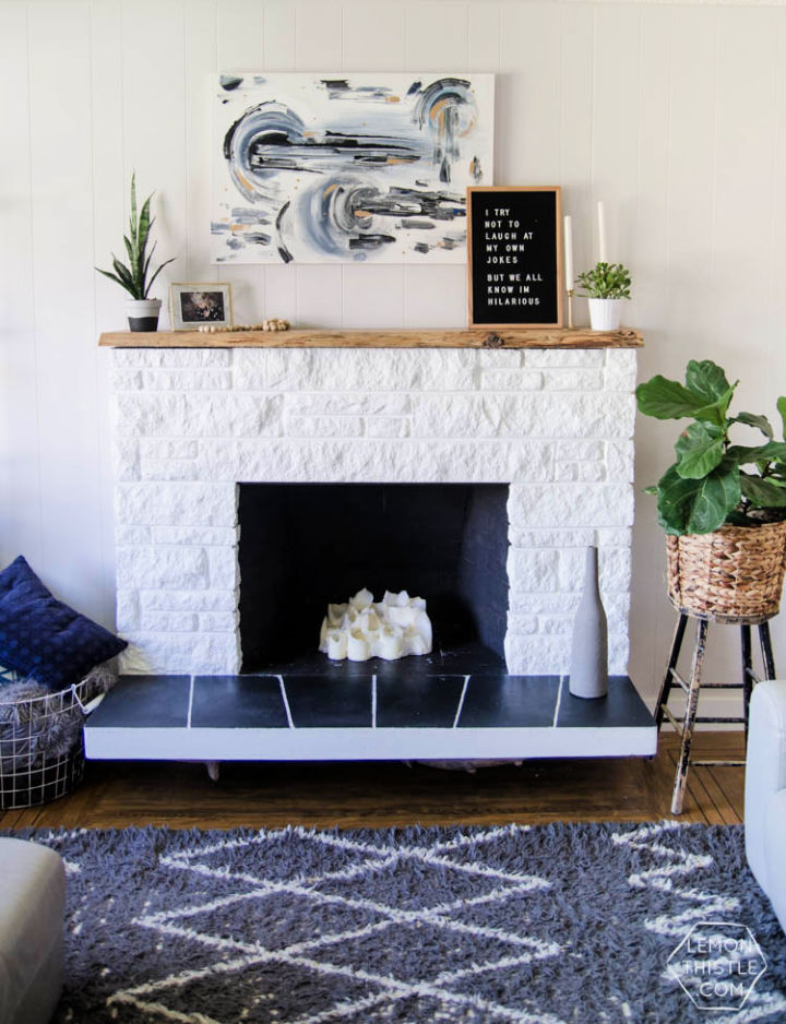 Painted Stone Fireplace Remodel