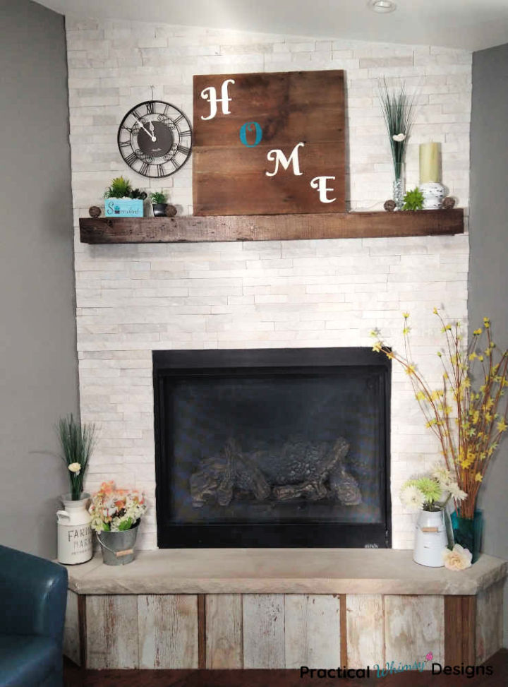 Stone Fireplace Makeover Before and After