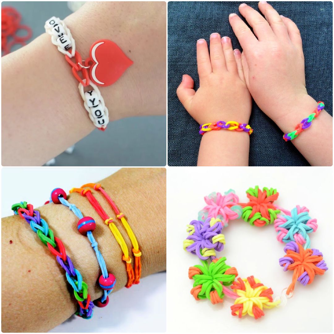 Colorful Rainbow Loom Bracelet Rubber Bands Fashion Close Up Wit