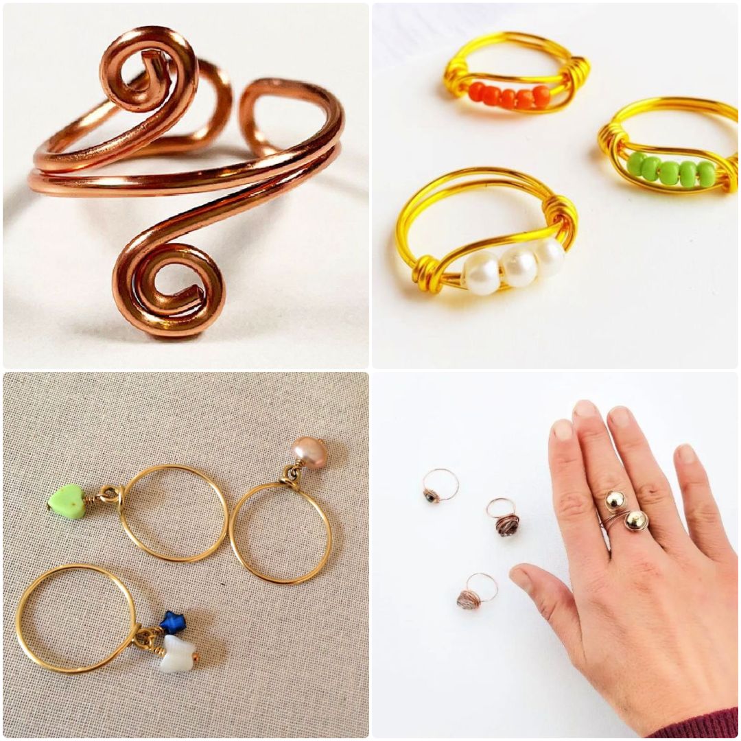 Simple Wire Rings - Wire Rose Ring - Wire Bead Ring - Jewellery Making  Tutorial 