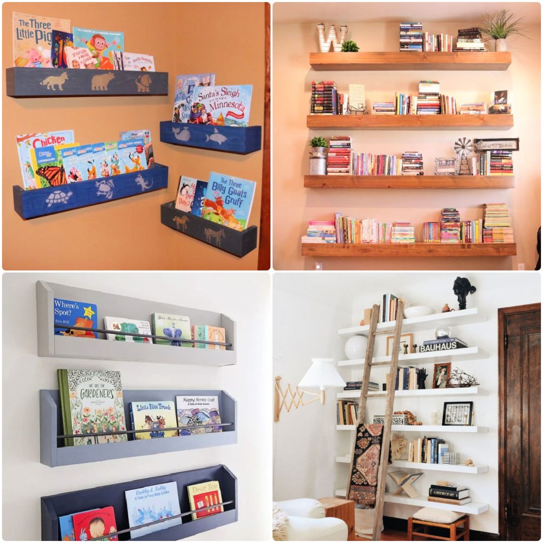 25 DIY Floating Bookshelf Ideas Make Wall of Bookshelves